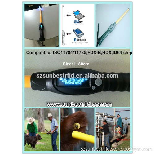 Long stick RFID Animal ear tag reader 134.2KHz ear tag scanner